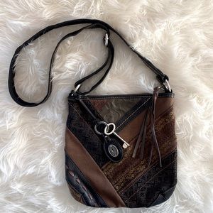 Fossil Crossbody Bag Leather Patchwork Boho